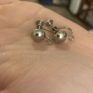 Vintage Screw On Earrings Silver Tone (Dangles Removed)